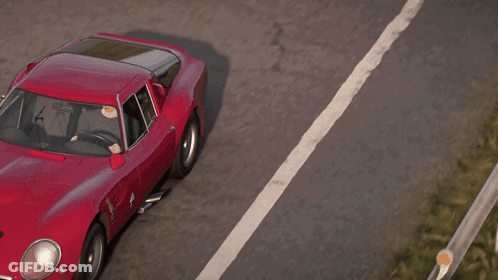 Red Car Driving Across Bridge GIF
