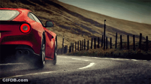 Red Car Driving Country Road GIF