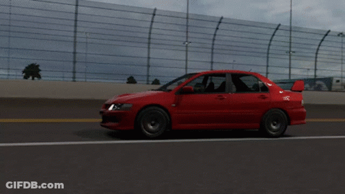 Red Car Driving On Highway With Fence GIF
