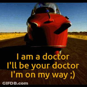 Red Car Driving Saying I Am A Doctor GIF