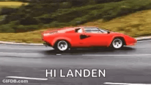 Red Car Driving With Hi Landen GIF