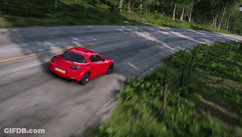 Red Car Driving With License Plate Saying A GIF
