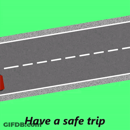 Red Car Driving With Safe Trip GIF