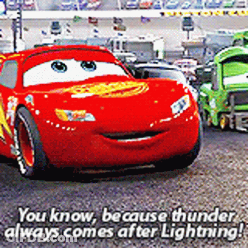 Red Car From Cars Driving On Race Track GIF
