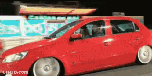 Red Car In Front Of Crabby Food Truck GIF