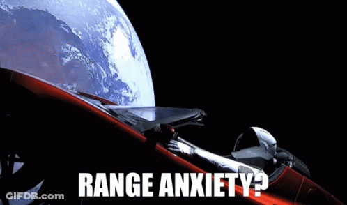 Red Car In Space Range Anxiety GIF