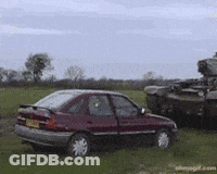 Red Car Parked In Grass Field GIF