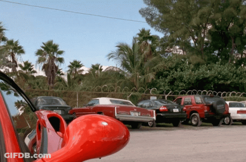 Red Car Parked In Parking Lot GIF