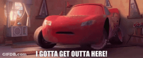 Red Car Saying I Gotta Get Outta Here GIF