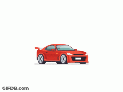 Red Car With Hood Open Flying GIF