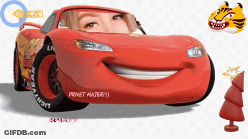 Red Car With Privet Materi Text GIF