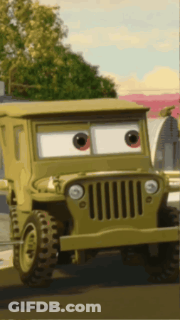 Red Car With Star Painted On Side GIF