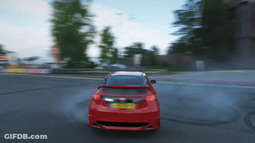 Red Car With Yellow License Plate A GIF