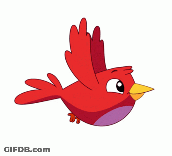 Red Cartoon Bird Flying GIF