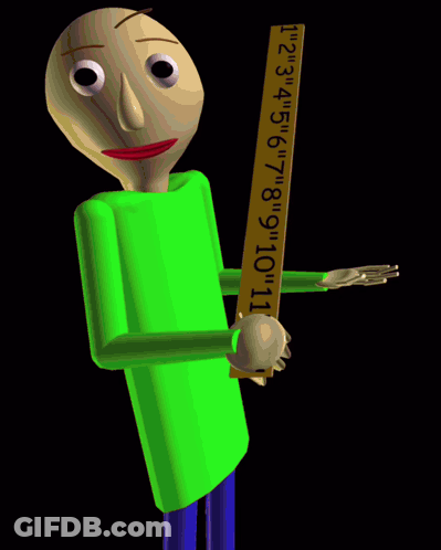 Red Cartoon Character Holding Ruler With Numbers 1-11 GIF
