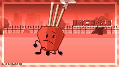 Red Cartoon Character Sad Face Incense GIF