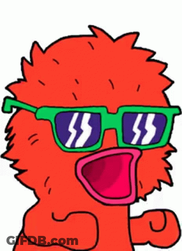 Red Cartoon Character With Green Sunglasses And S GIF