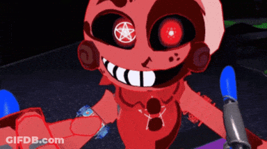 Red Cartoon Character With Pentagram In Eye GIF