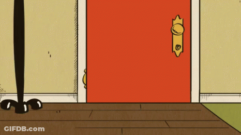 Red Cartoon Door With Gold Knob GIF