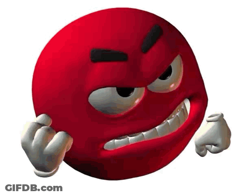 Red Cartoon Smiley Face Angry Covering Ears GIF