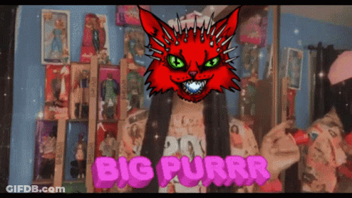 Red Cat Poster Saying Big Purrr GIF