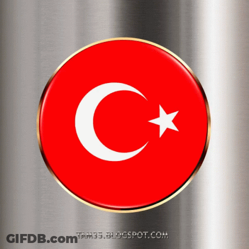 Red Circle With White Crescent Moon And Star GIF