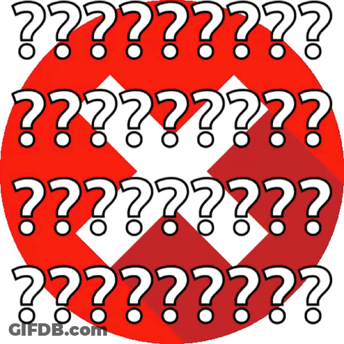 Red Circle With White Question Marks And X GIF