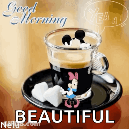 Red Coffee Cup And Rose With Heart On Saucer GIF