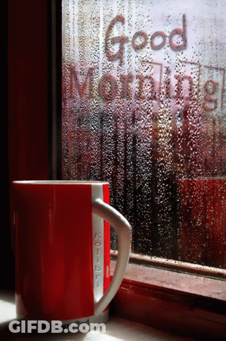 Red Coffee Cup Saying Good Morning GIF