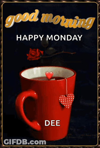 Red Coffee Cup With Heart Good Morning GIF