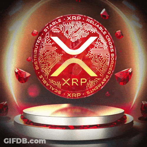 Red Coin Saying XRP On Pedestal GIF