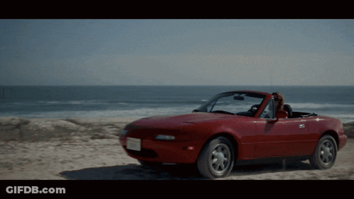 Red Convertible With California License Plate GIF