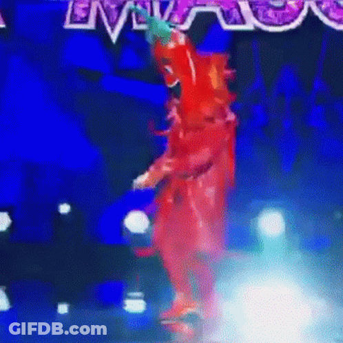 Red Costume Dancer On Stage With Live Sign GIF