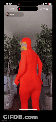 Red Costume Person Phone Screen Ashby GIF