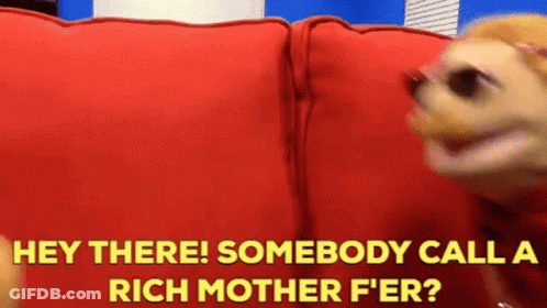 Red Couch Dog Calls Rich Mother F'er GIF