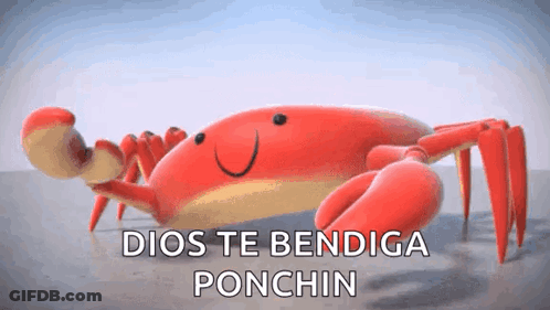 Red Crab Smiling Dios Te Bendiga Ponchin GIF