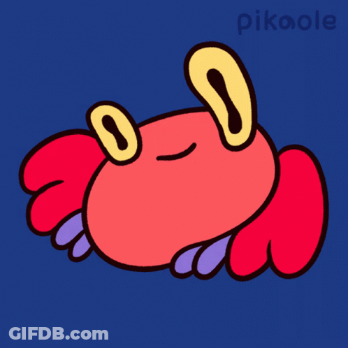 Red Crab With Yellow Eyes Saying Pikoole GIF