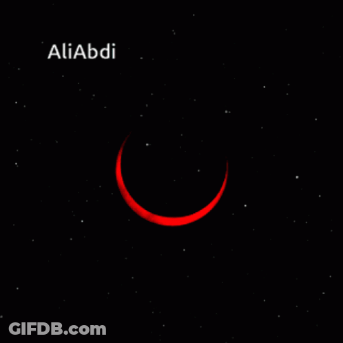 Red Crescent Moon Aliabdi On Black Background GIF