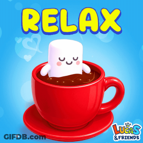 Red Cup Marshmallow Relax Lucas & Friends GIF