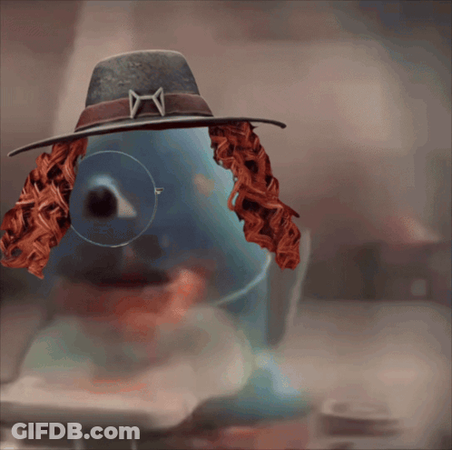 Red Curly Hair Cartoon Character Wearing Hat With Letter N GIF