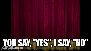 Red Curtain You Say Yes I Say No GIF