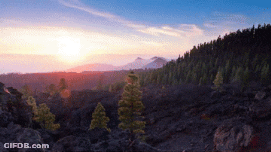 Red Dawn Sun Rising At Mountains GIF