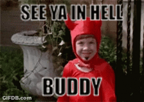 Red Devil Costume Boy See Ya In Hell Buddy GIF