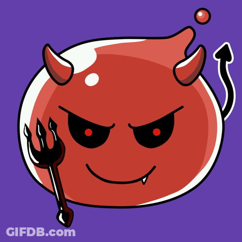 Red Devil With Horns Holding Trident GIF