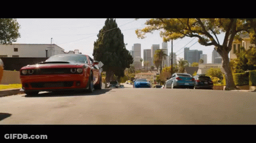Red Dodge Challenger Driving GIF