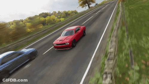 Red Dodge Challenger Driving GIF