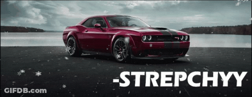 Red Dodge Challenger Parked GIF
