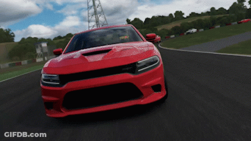 Red Dodge Charger Driving On Track GIF