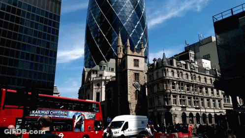 Red Double Decker Bus With Railway Children Ad GIF