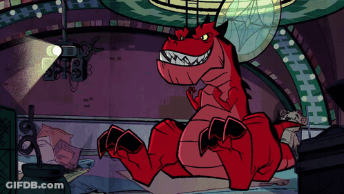 Red Dragon Cartoon With Projector GIF